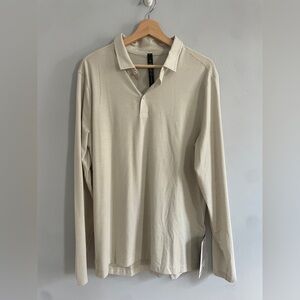 Lululemon Evolution Long Sleeve Polo Shirt Heathered Natural Ivory NWT